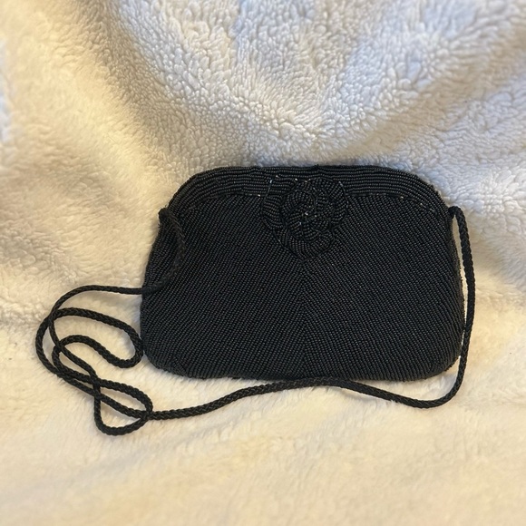 Elegant Black Beaded Evening Bag - Picture 1 of 8